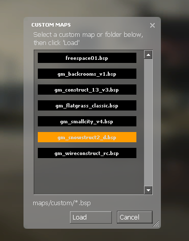 Screenshot of Custom Maps dialog with custom-made patches